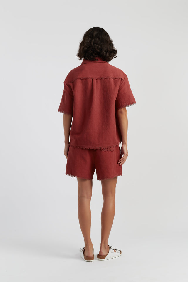Sienna Linen-Blend Scallop Edge Shirt image 3