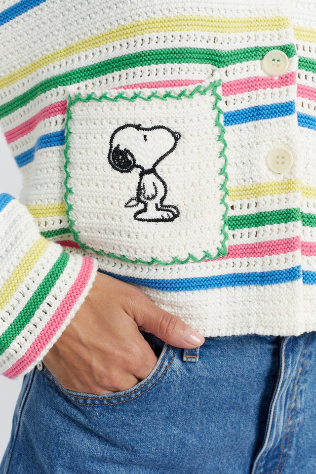 Cream Cotton Snoopy Vacation Cardigan image 4