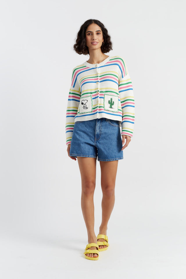 Cream Cotton Snoopy Vacation Cardigan image 10