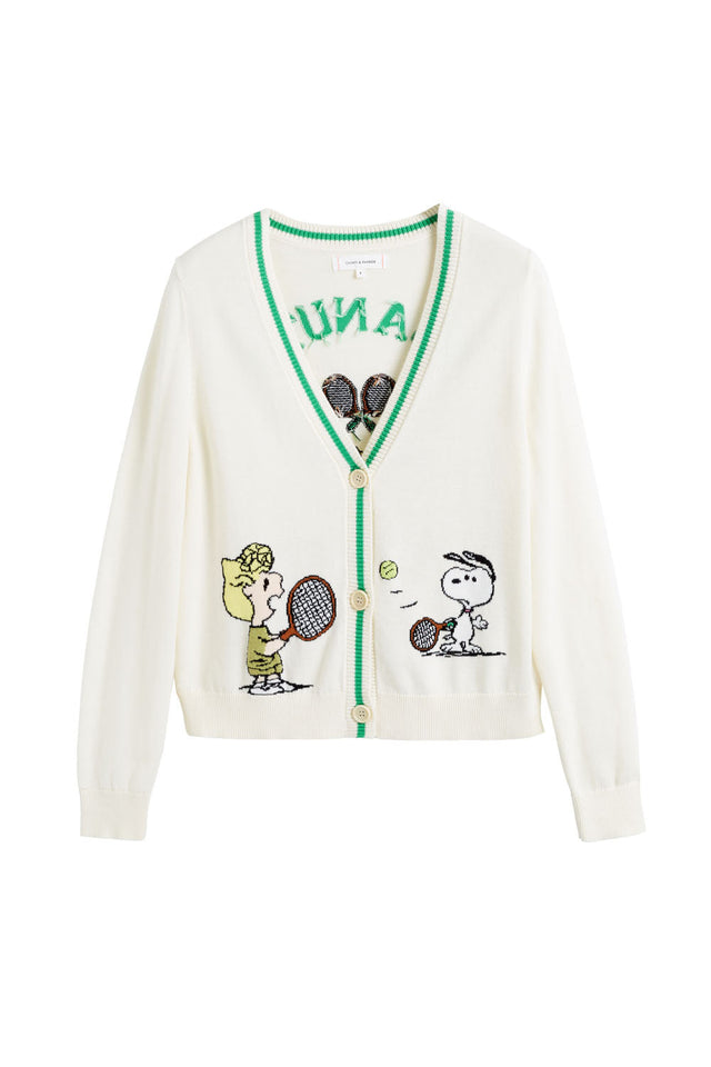 Cream Cotton Peanuts Racquet Club Cardigan image 2