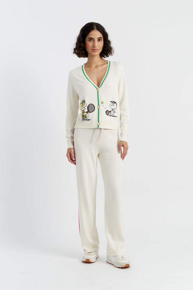 Cream Cotton Peanuts Racquet Club Cardigan image 4