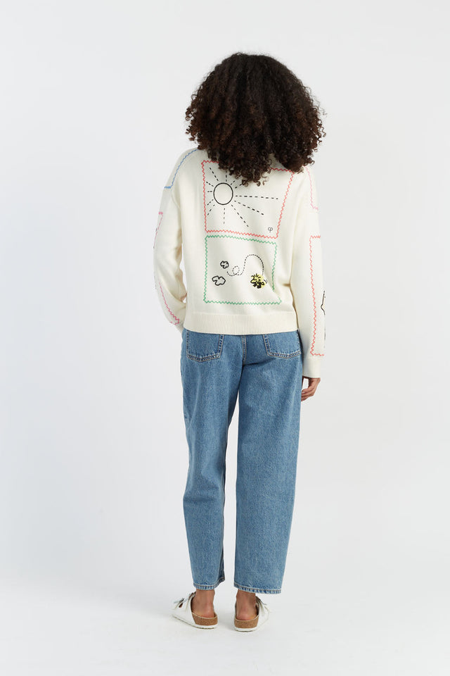 Cream Cotton Peanuts Vacation Cardigan image 3