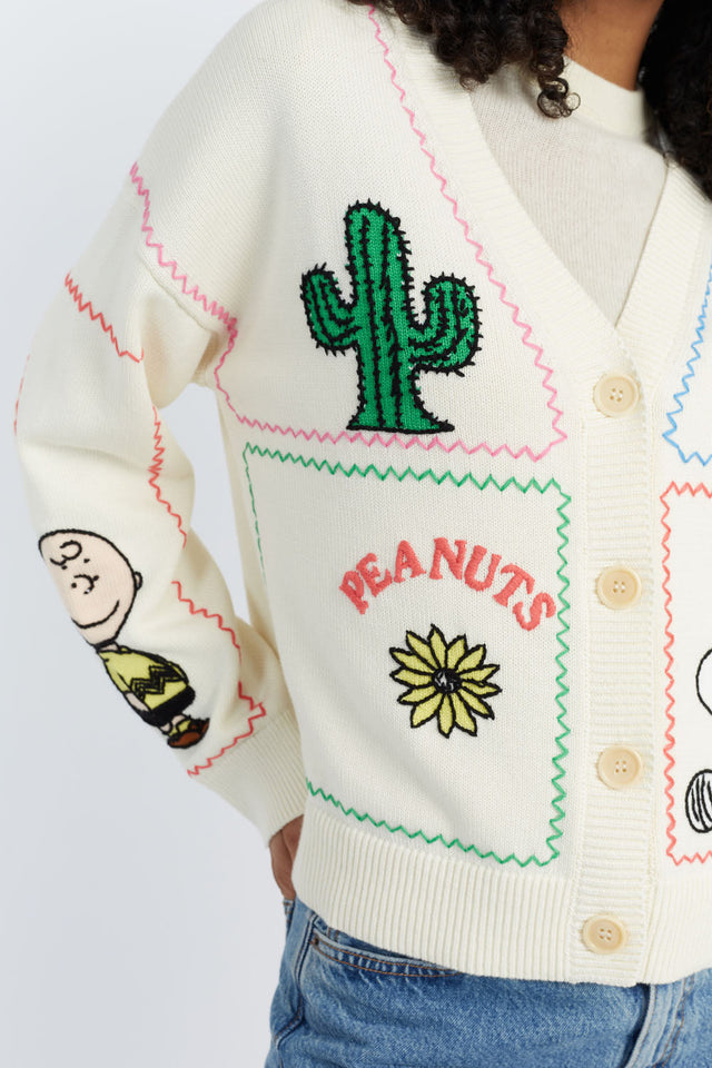 Cream Cotton Peanuts Vacation Cardigan image 4