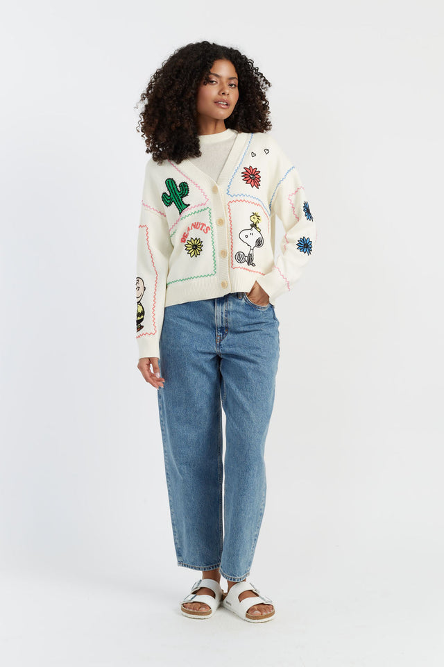 Cream Cotton Peanuts Vacation Cardigan image 5