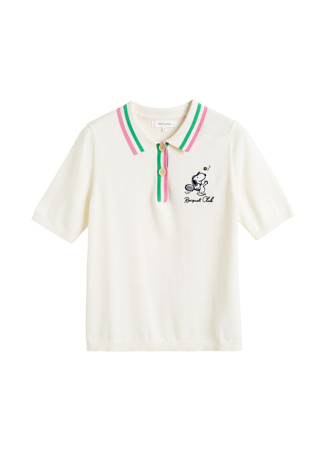 Cream Cotton Peanuts Racquet Club Polo image 2
