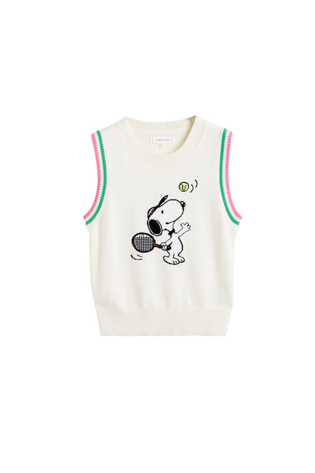 Cream Cotton Peanuts Racquet Club Tank image 2