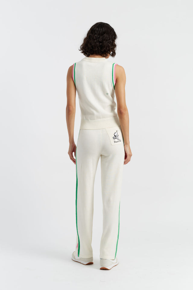 Cream Cotton Peanuts Racquet Club Tank image 3