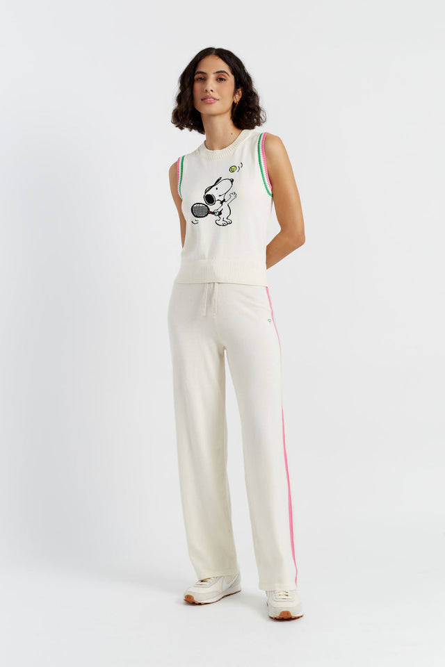 Cream Cotton Peanuts Racquet Club Tank image 4