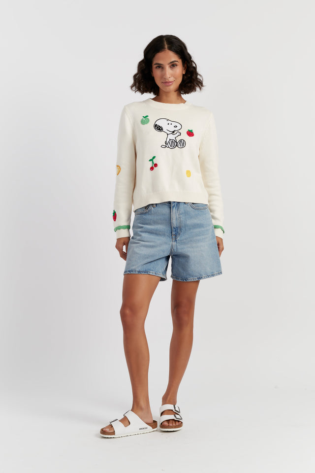 Cream Cotton Fruity Snoopy Sweater image 2