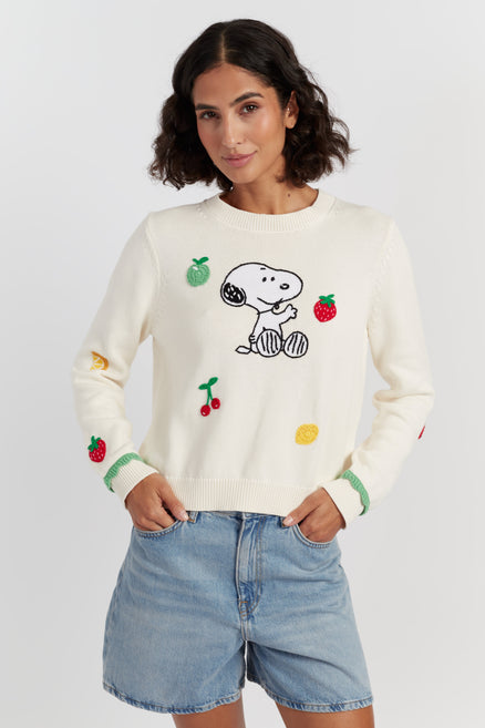 Cream Cotton Fruity Snoopy Sweater
