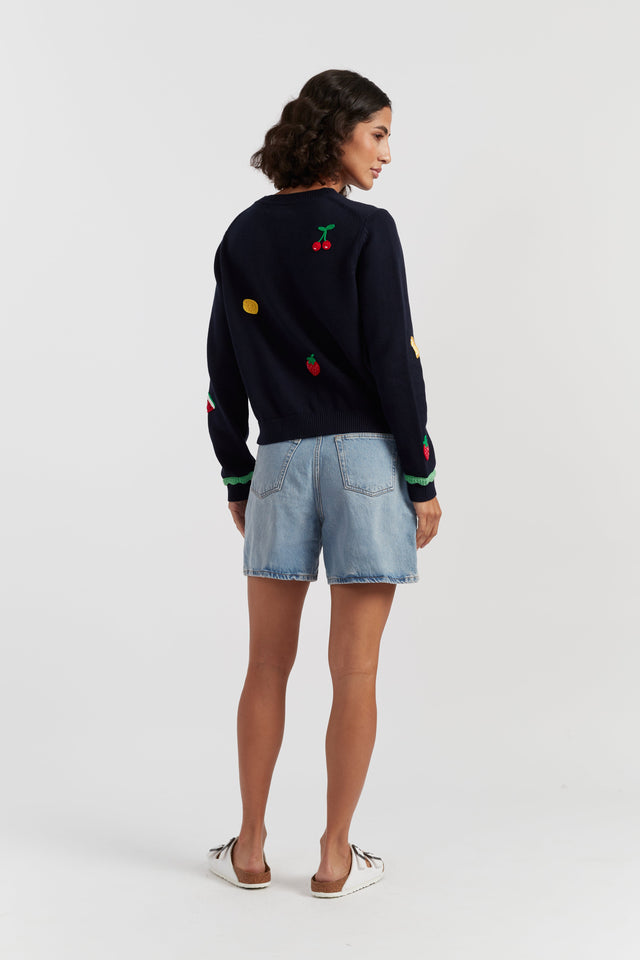Navy Cotton Fruity Snoopy Sweater image 3