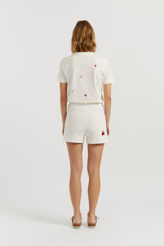 Cream Cotton Snoopy Crochet Shorts image 3