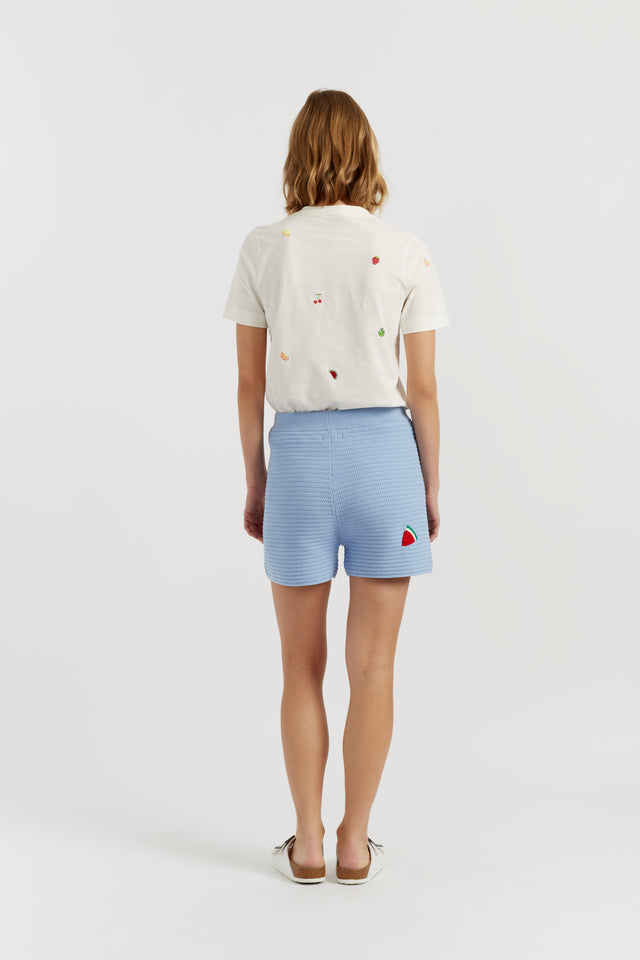 Light-Blue Cotton Snoopy Crochet Shorts image 3