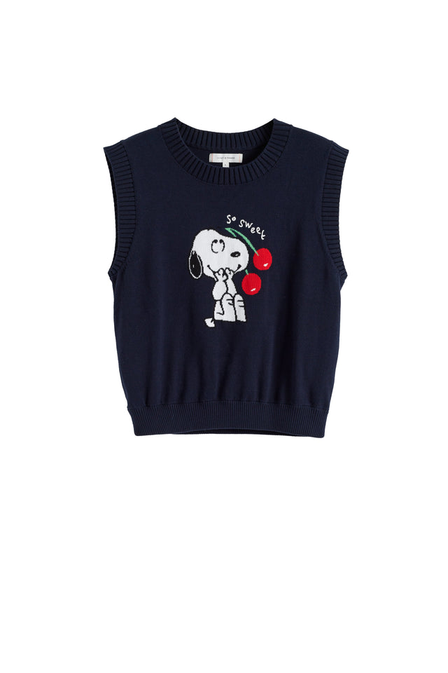 Navy Cotton Snoopy Cherry Tank image 4