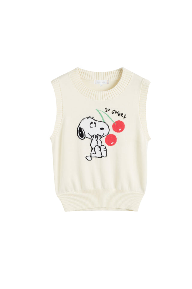 Cream Cotton Snoopy Cherry Tank image 4