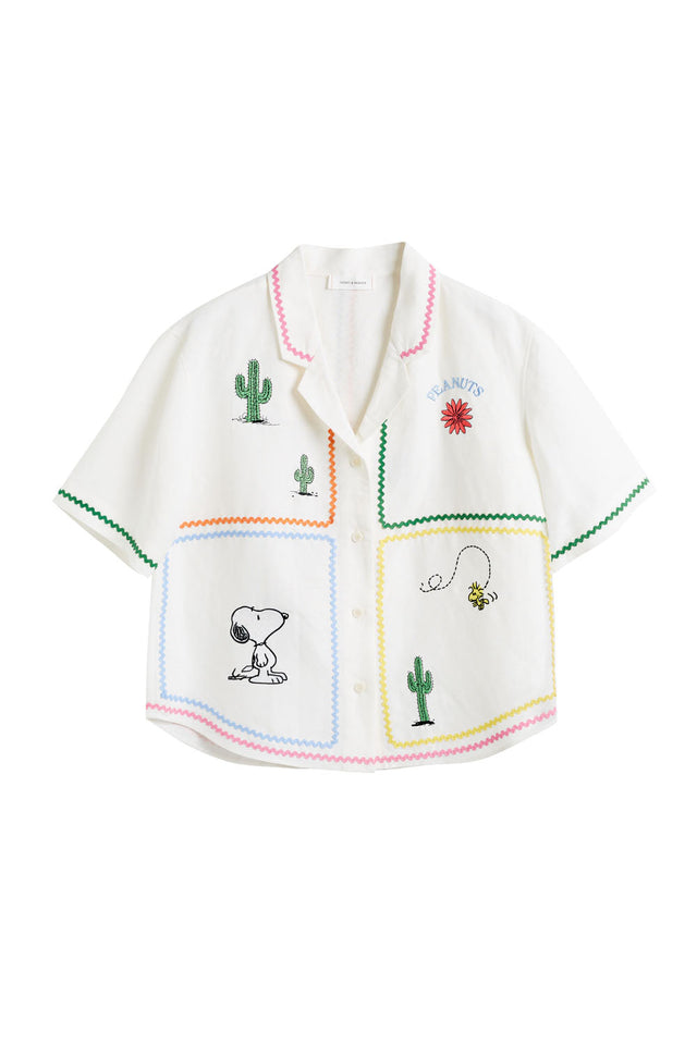 Cream Linen-Cotton Peanuts Vacation Shirt image 2