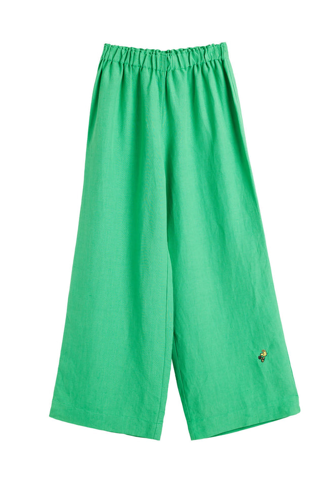 Green Linen-Cotton Peanuts Racquet Club Trousers image 6