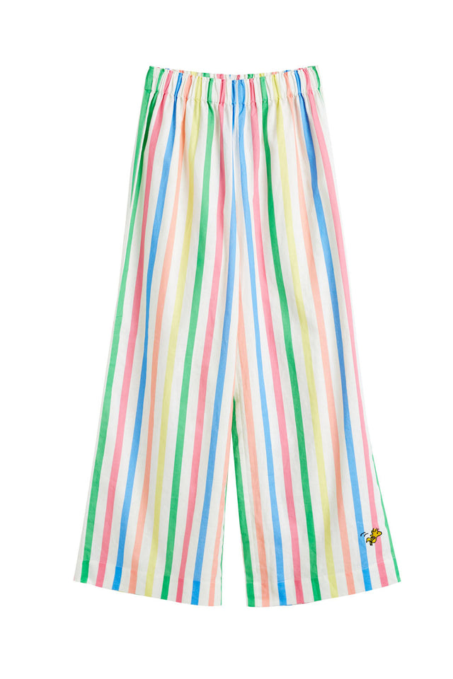 Multi Linen-Cotton Snoopy Stripe Trousers image 4
