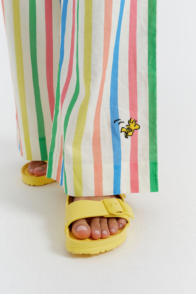 Multi Linen-Cotton Snoopy Stripe Trousers image 3
