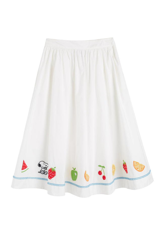 Cream Cotton Snoopy Fruit Skirt image 4