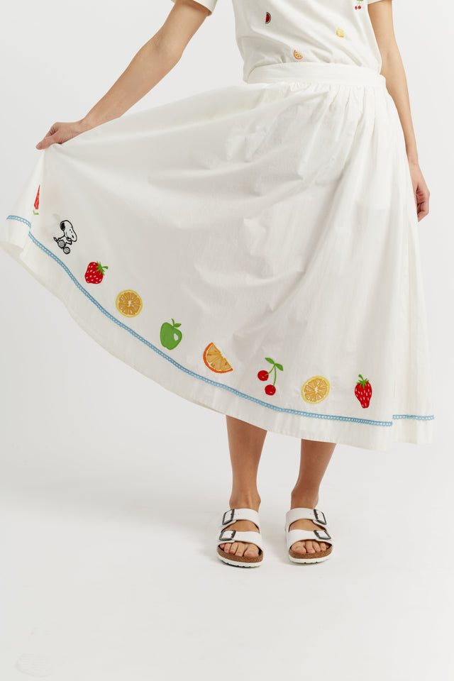 Cream Cotton Snoopy Fruit Skirt image 3