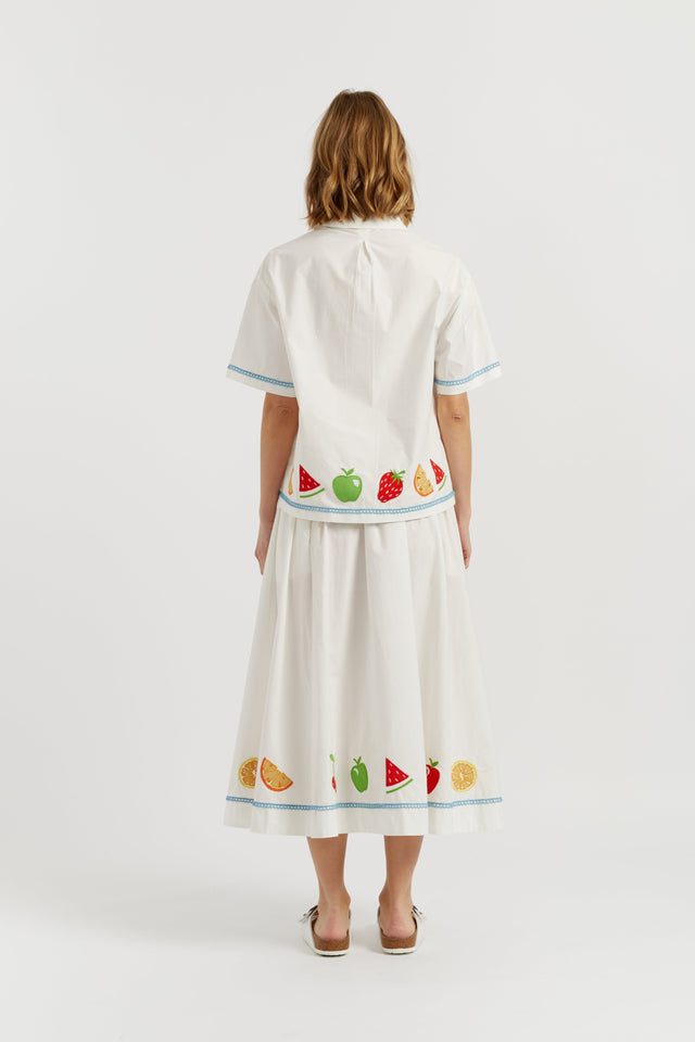 Cream Cotton Snoopy Fruit Shirt image 3