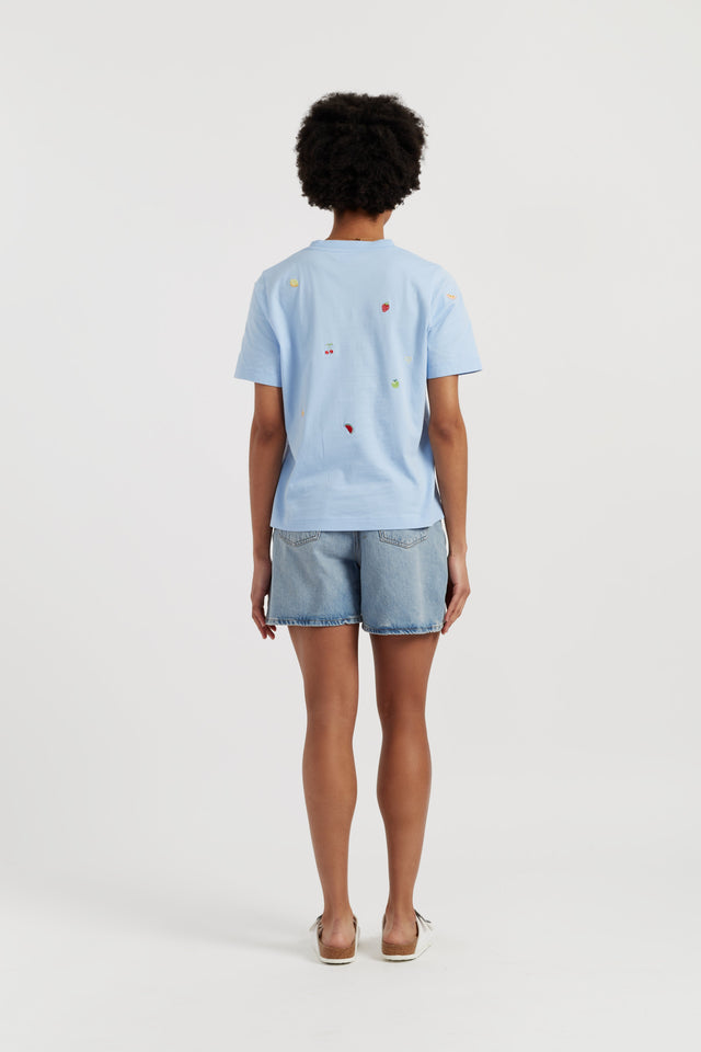 Light-Blue Cotton Snoopy Fruit T-Shirt image 3