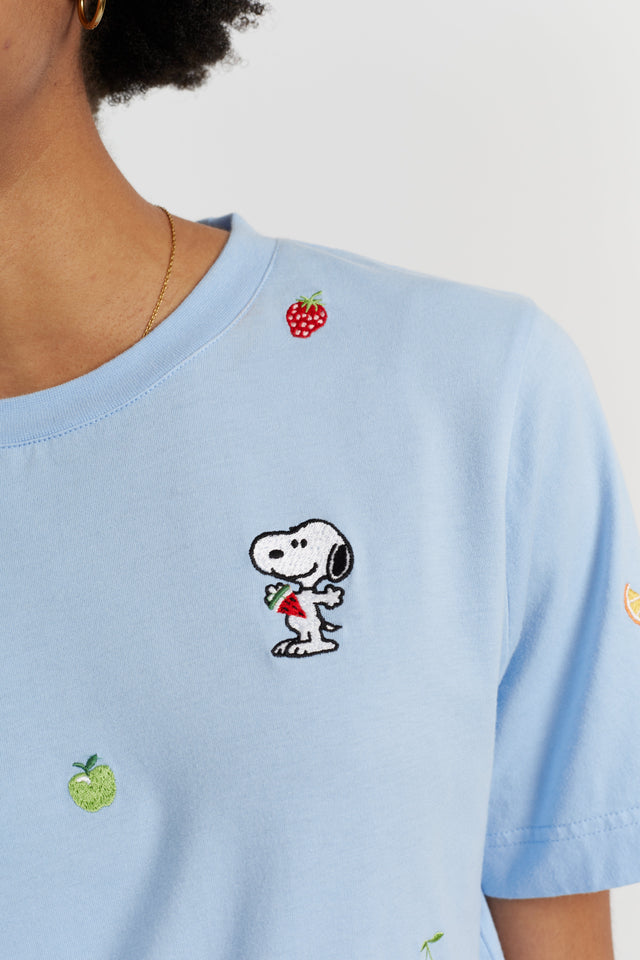 Light-Blue Cotton Snoopy Fruit T-Shirt image 2