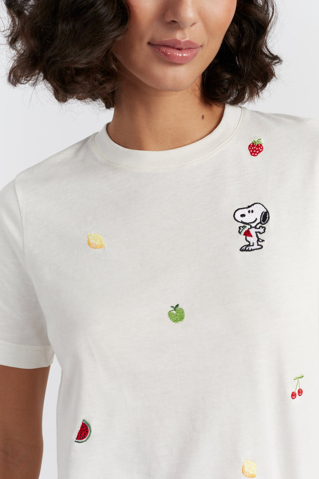 Cream Cotton Snoopy Fruit T-Shirt image 2