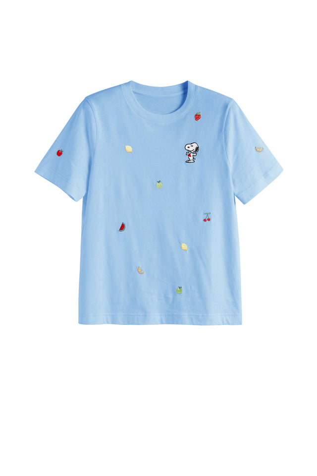 Light-Blue Cotton Snoopy Fruit T-Shirt image 4