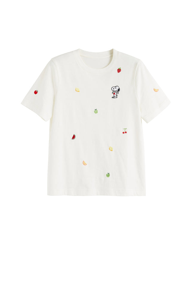 Cream Cotton Snoopy Fruit T-Shirt image 4