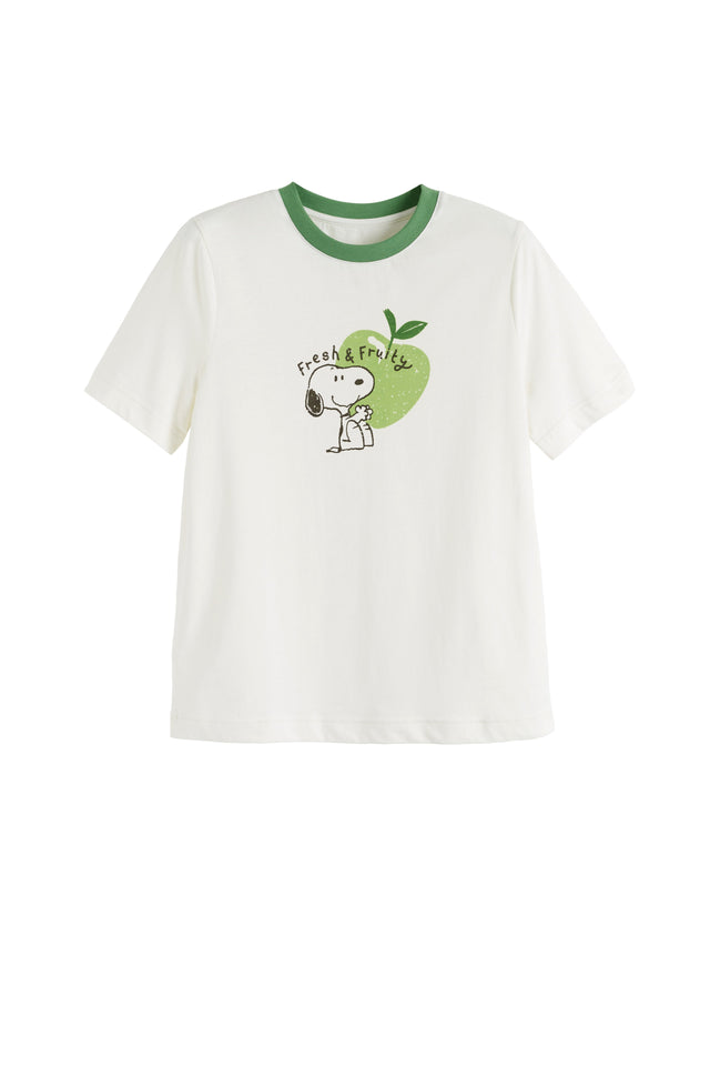 Cream Cotton Snoopy Apple T-Shirt image 4