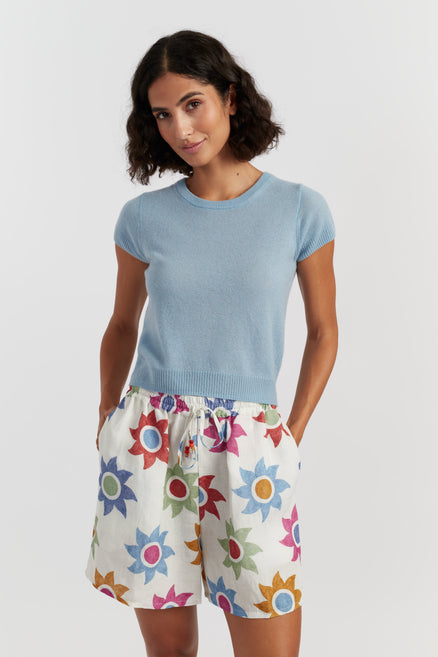 Sky-Blue Air Pure Cashmere T-shirt
