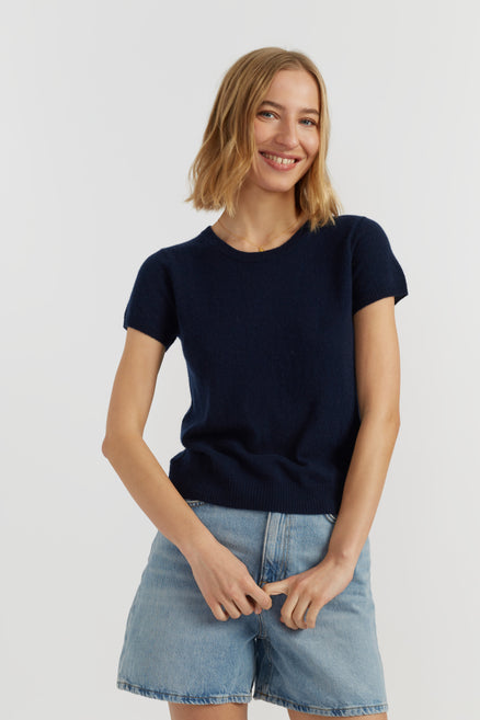 Navy Air Pure Cashmere T-shirt