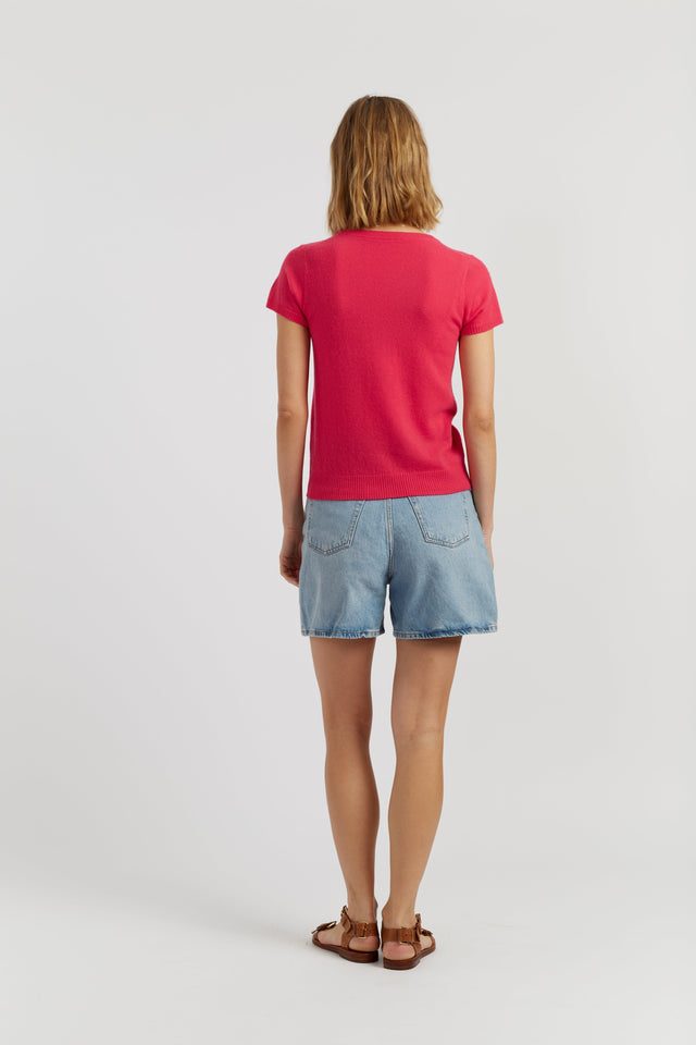 Watermelon-Pink Air Pure Cashmere T-shirt image 3