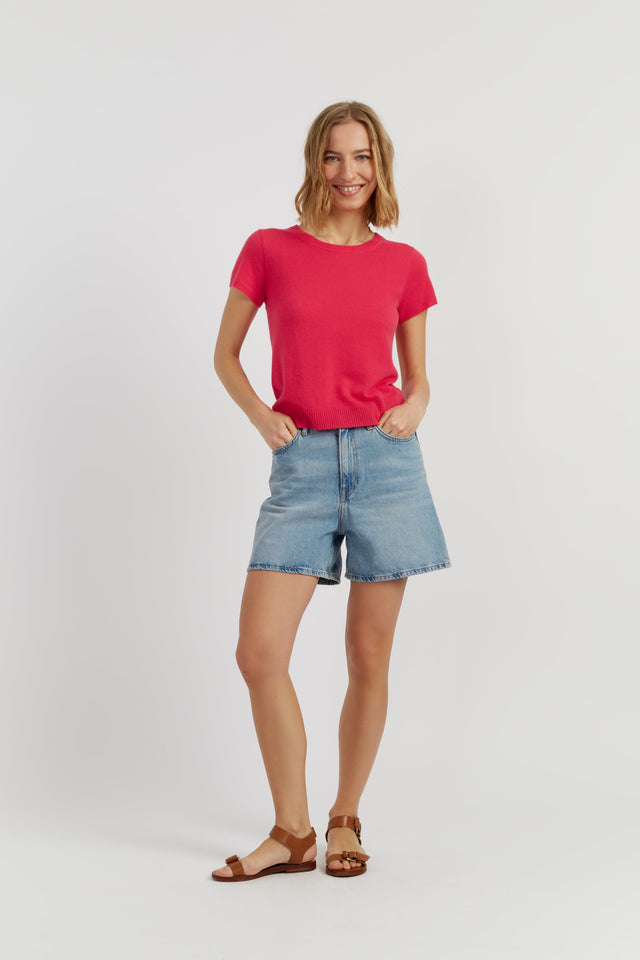 Watermelon-Pink Air Pure Cashmere T-shirt image 2