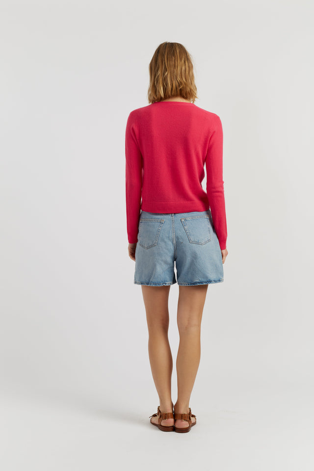 Watermelon-Pink Air Pure Cashmere Cardigan image 3