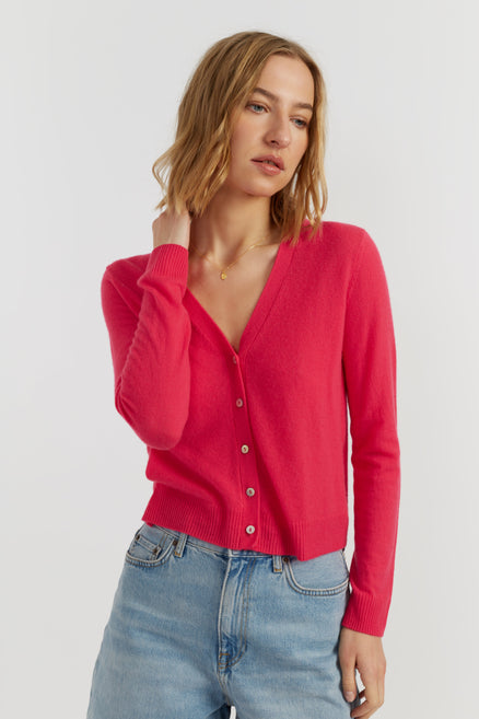 Watermelon-Pink Air Pure Cashmere Cardigan