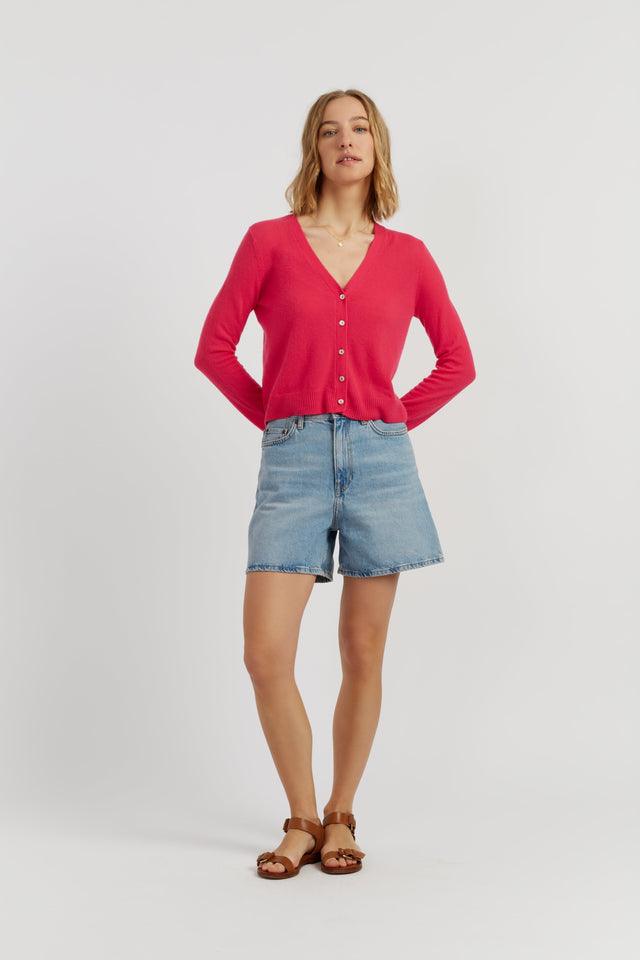 Watermelon-Pink Air Pure Cashmere Cardigan image 2
