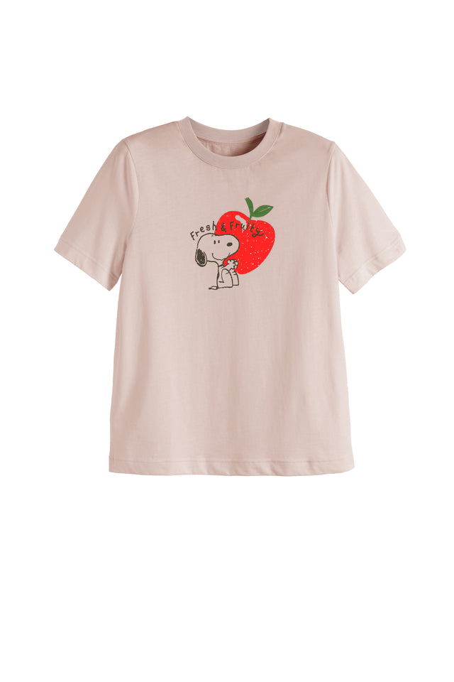 Light-Pink Cotton Snoopy Apple T-Shirt image 4