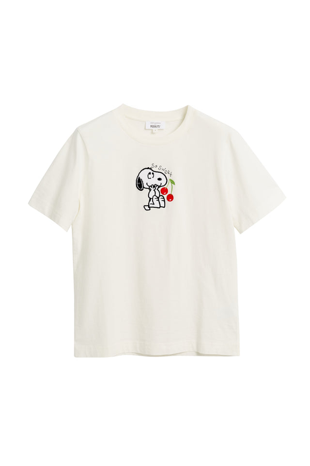 Cream Cotton Snoopy Cherry T-Shirt image 4