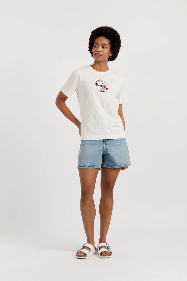 Cream Cotton Snoopy Cherry T-Shirt image 1