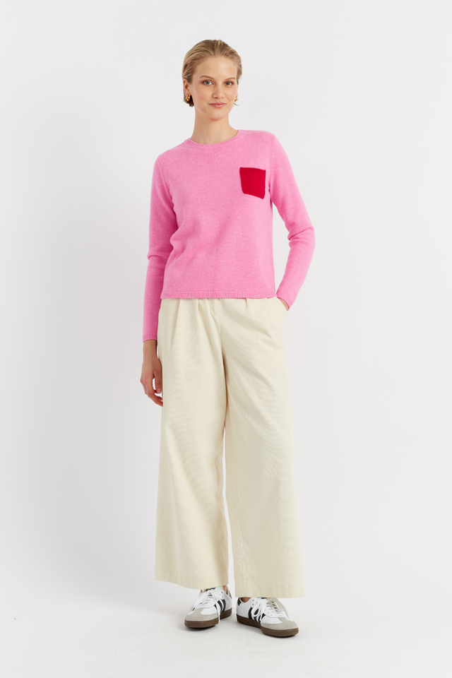 Pink Wool-Cashmere Pocket Sweater image 3