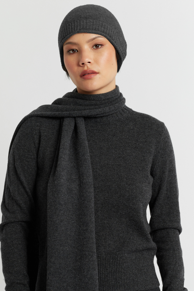 Charcoal Wool-Cashmere Beanie image 1