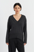 Charcoal Wool-Cashmere V-Neck Sweater