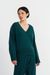 Forest-Green Wool-Cashmere V-Neck Sweater