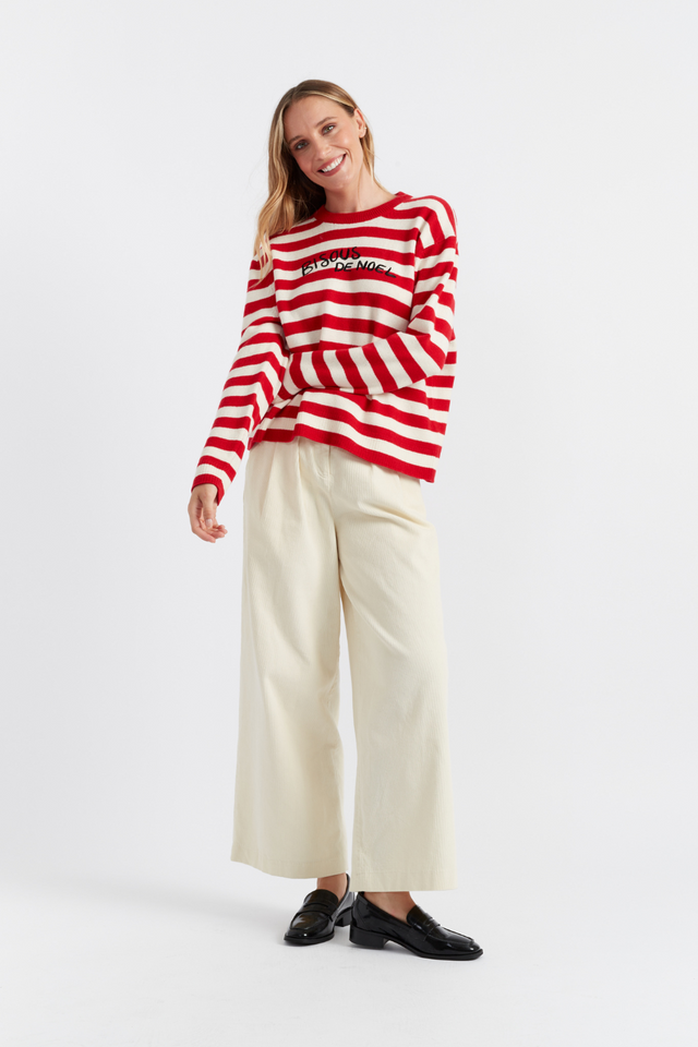 Women's Sweater Chinti and Parker Red Wool-Cashmere hand embroidered Bisous breton Size XS-3L image 3