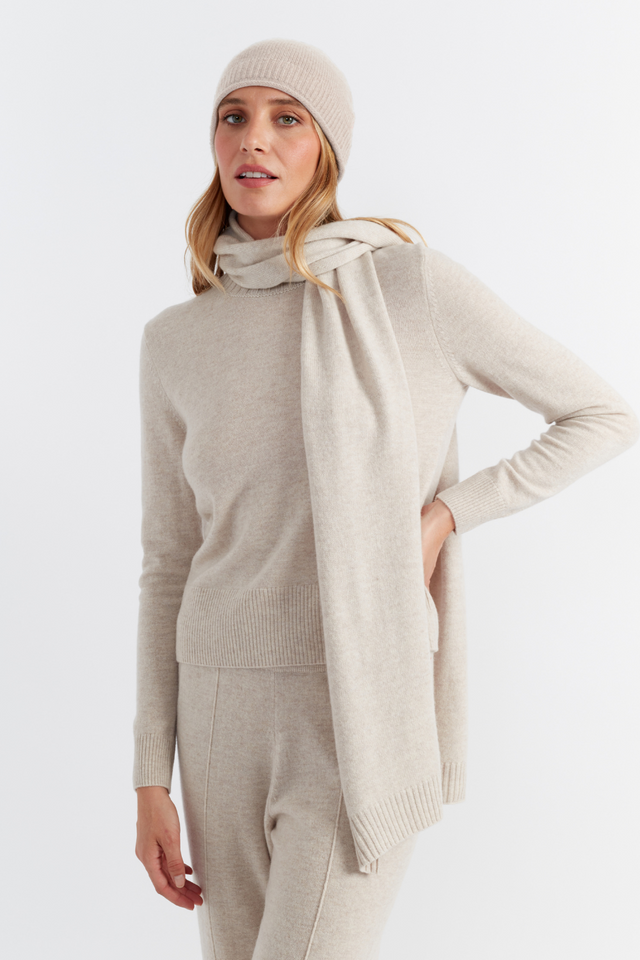 Light-Oatmeal Wool-Cashmere Scarf image 1