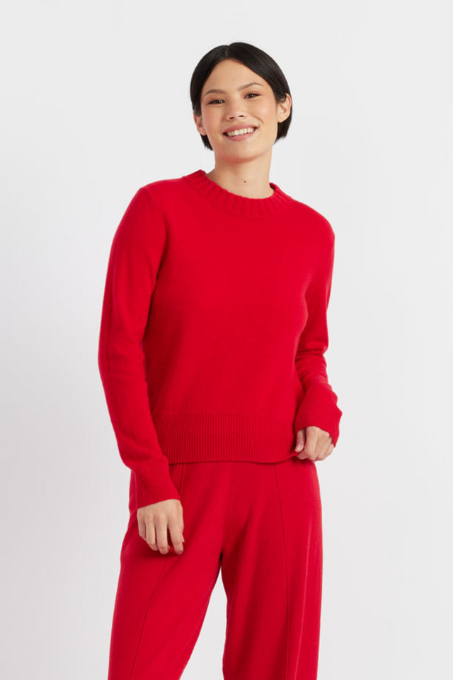 Velvet-Red Wool-Cashmere Cropped Sweater image 1