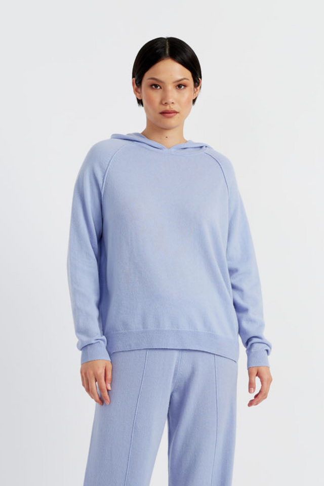 Washed-Blue Wool-Cashmere Boxy Hoodie image 1